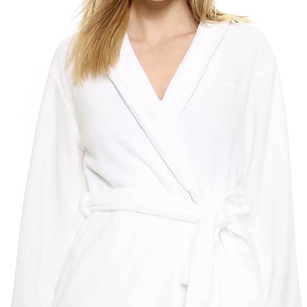 Calvin Klein white plush fleece bathrobe - Sz M/L, New with tags - Picture 6 of 7